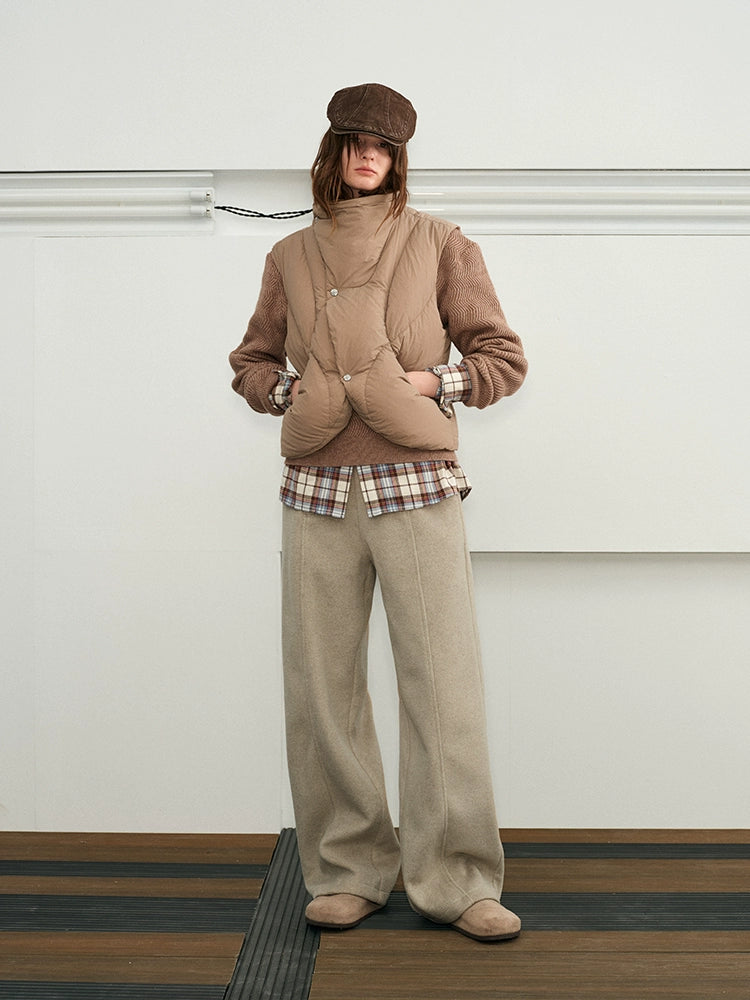 KREATE Double-breasted Casual Loose-drape Thickened Straight-leg Pants