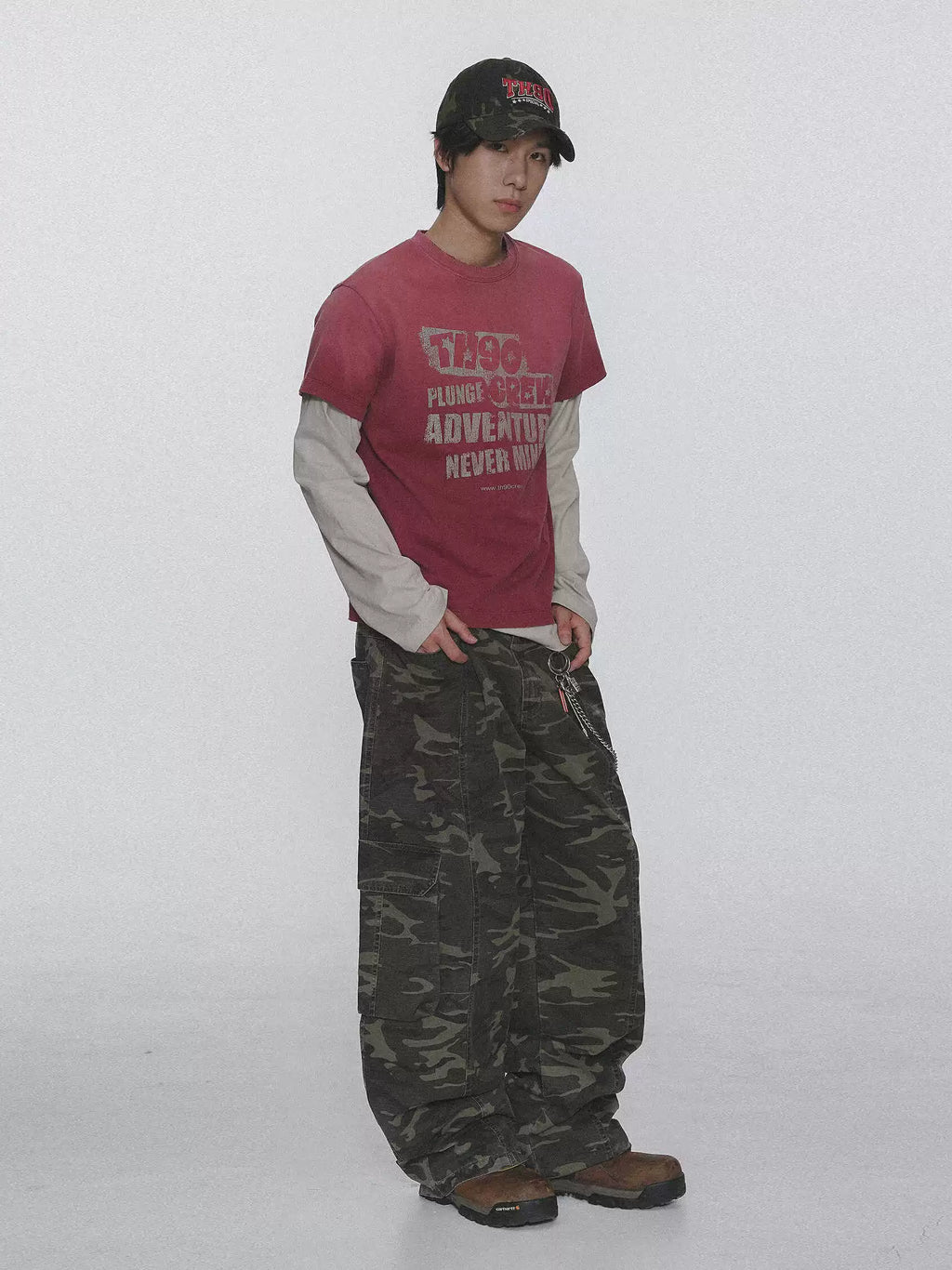 TH90 Splicing Fake Two Pieces Casual Long Sleeves