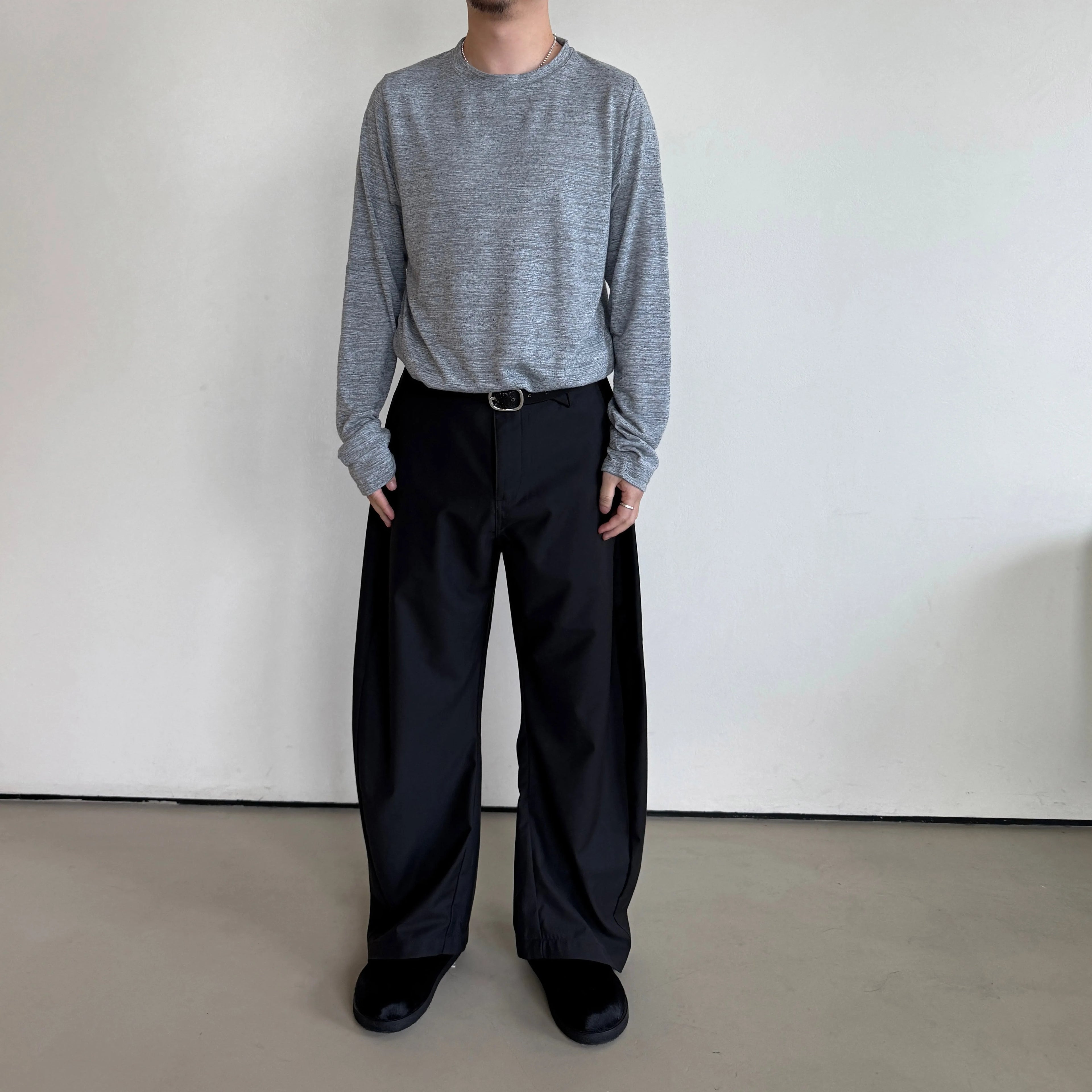 Anniehall Linen Blended Yarn Texture Long Sleeve