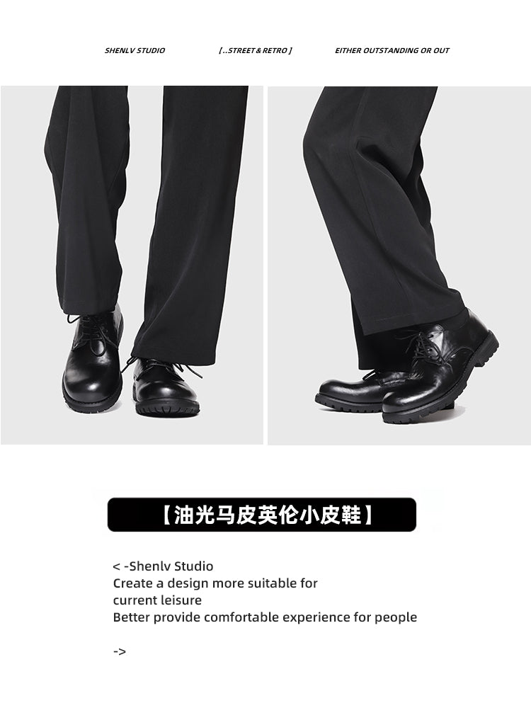 SHENLV STUDIO Washed Horse Leather Big Head Derby Shoes