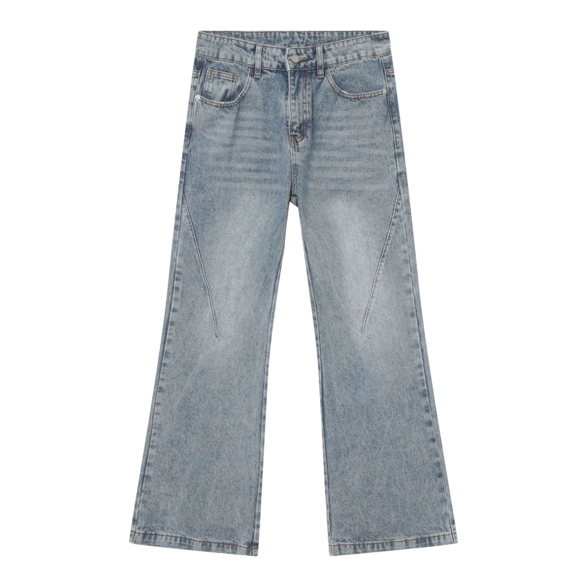 PUBLICRADIO Vintage Stitched Washed Denim Flared Pants