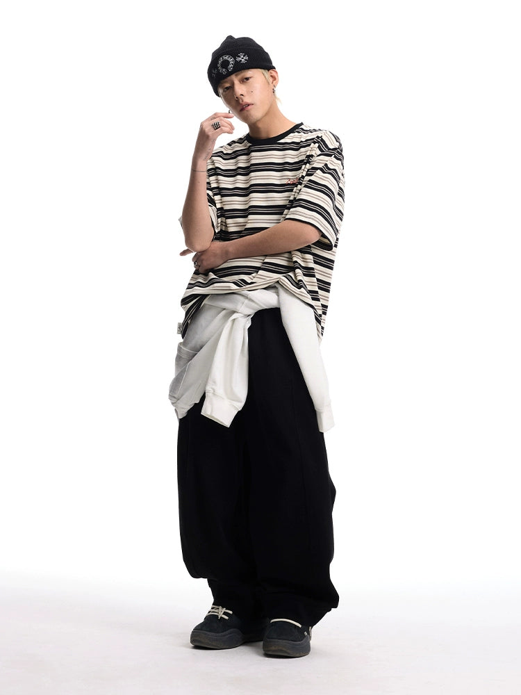 CoosRetro Retro Bag Embroidery Logo Embroidery Striped Tee