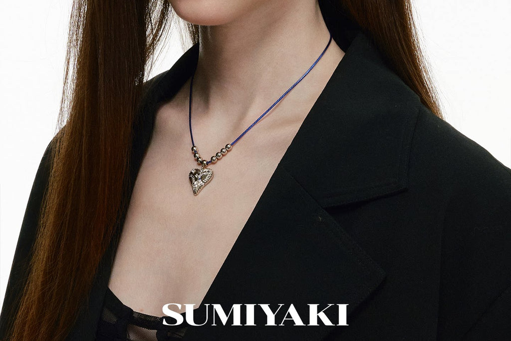 SUMIYAKI Brushed Colored Diamond Love Necklace