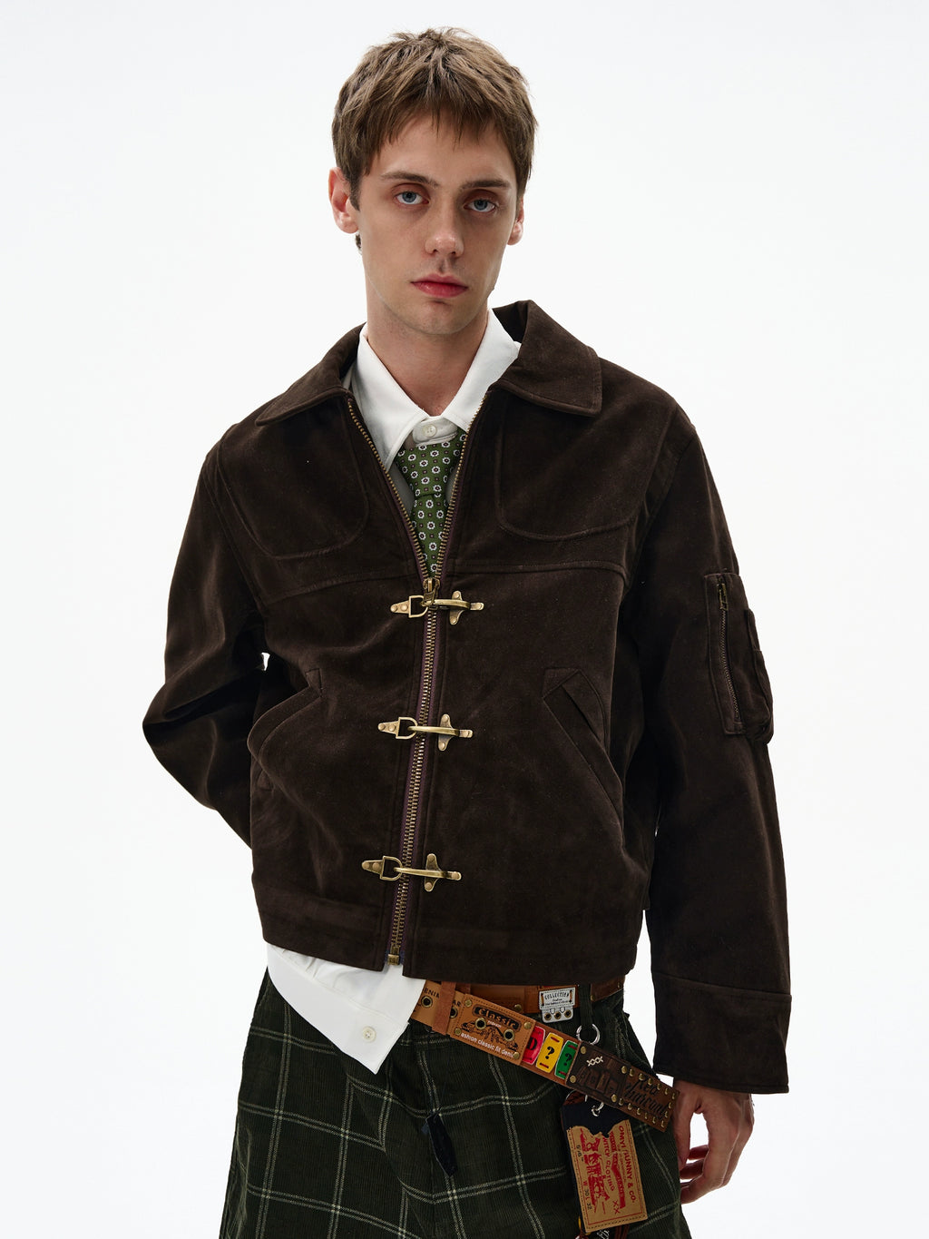 MADWITCH Deconstructed Splicing Aircraft Buckle Short Jacket