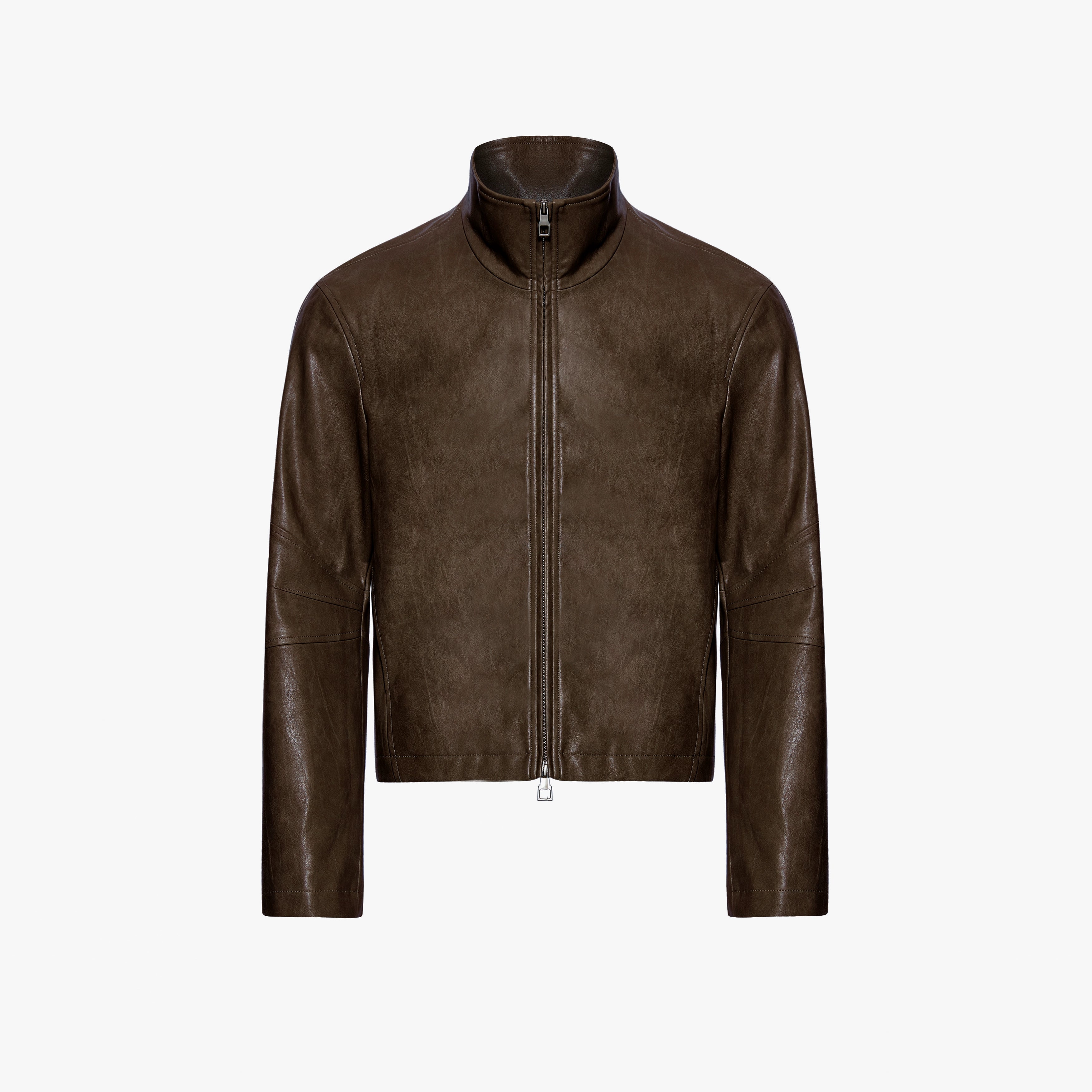 SOUTHFISH Vintage Natural Textured PU Leather Lapel Jacket