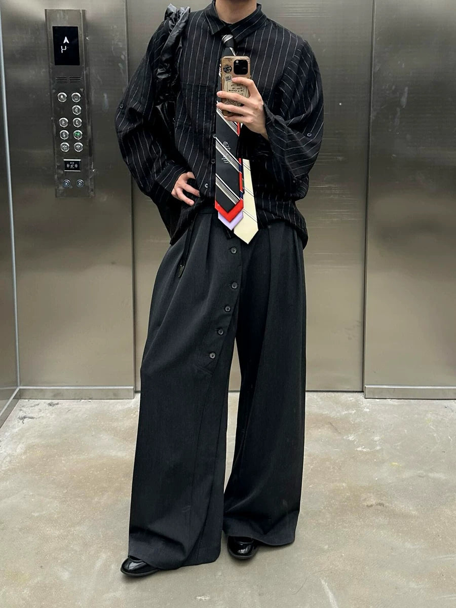 TWOMOONS Curved Button-down Trousers