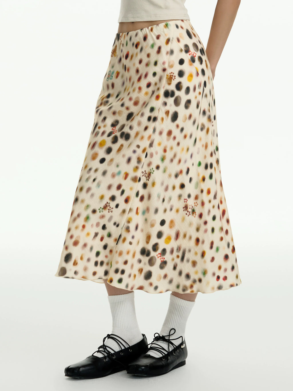 TGNS Spotted Floral Slimming Casual Skirt