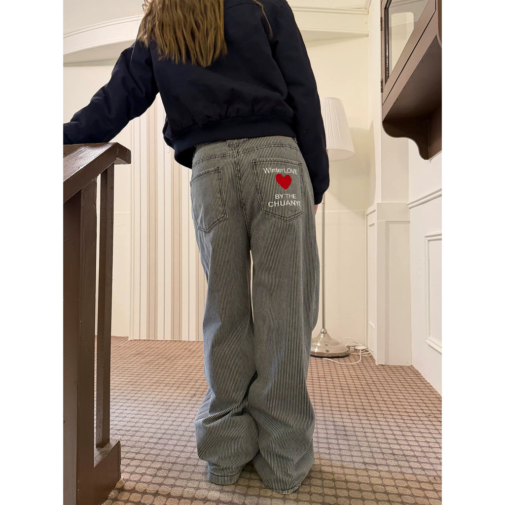 CCYE Striped Alphabet Embroidered Jeans