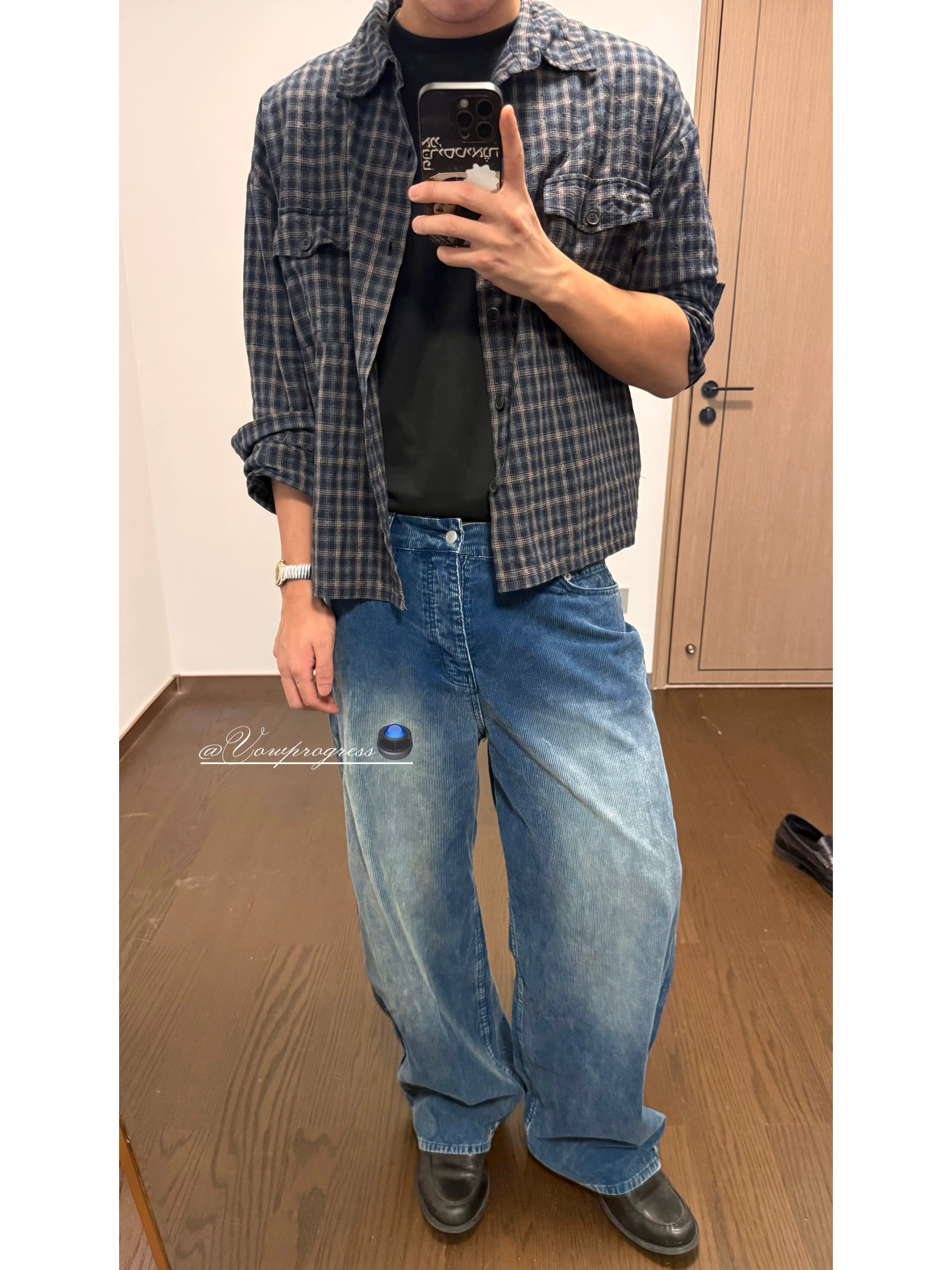 VOWPROGRESS Corduroy Embroidered Straight-leg Trousers