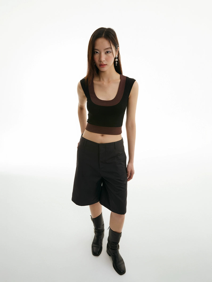 FUNKYFUN Loose Wide-leg Fashion Straight Five-point Pants