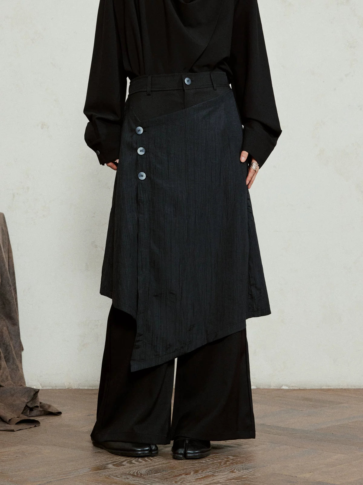SUNYVONNE Asymmetrical Wide-leg Casual Suit Pants