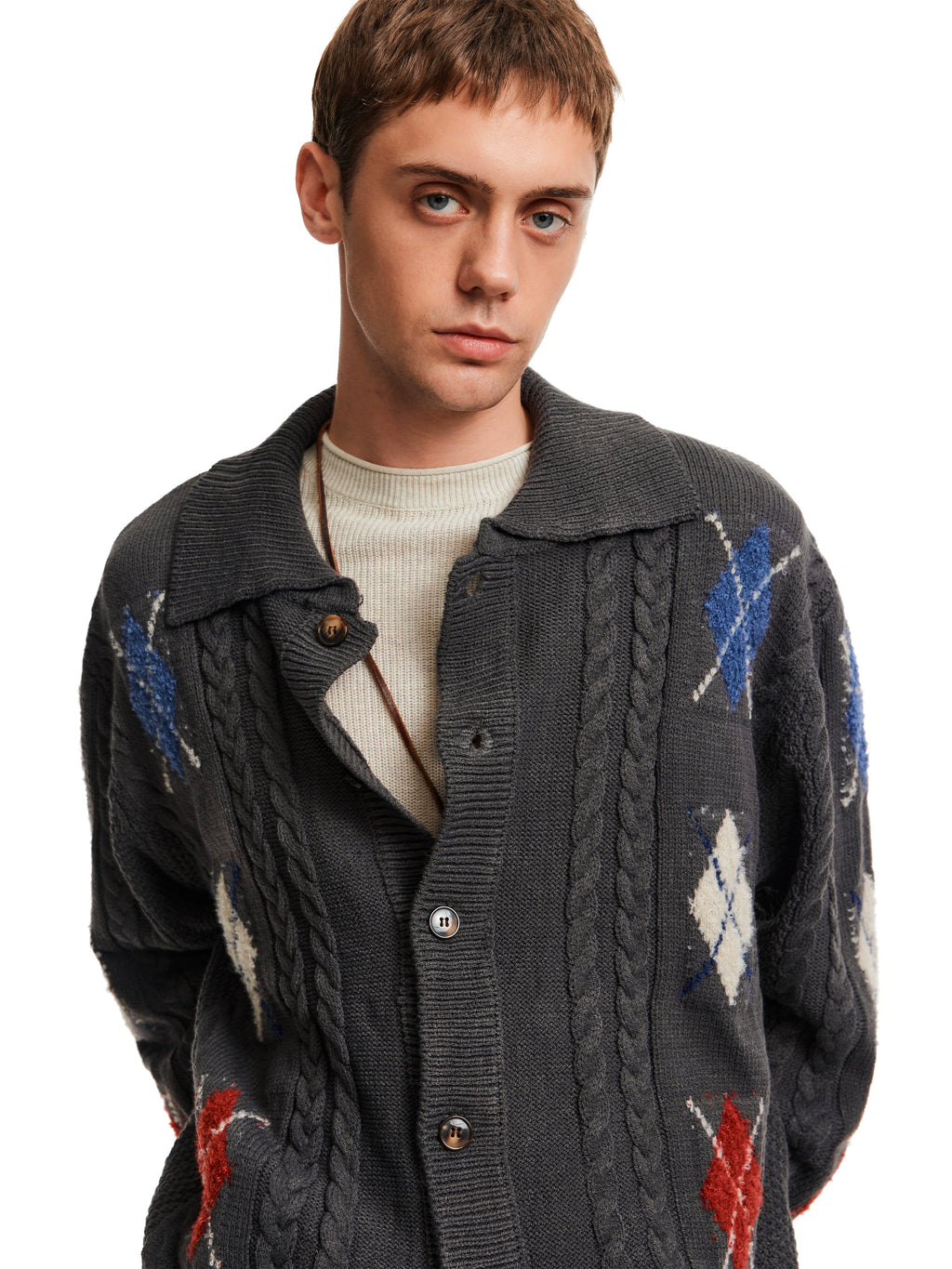 MADWITCH Twist Rhombus Knitted Sweater
