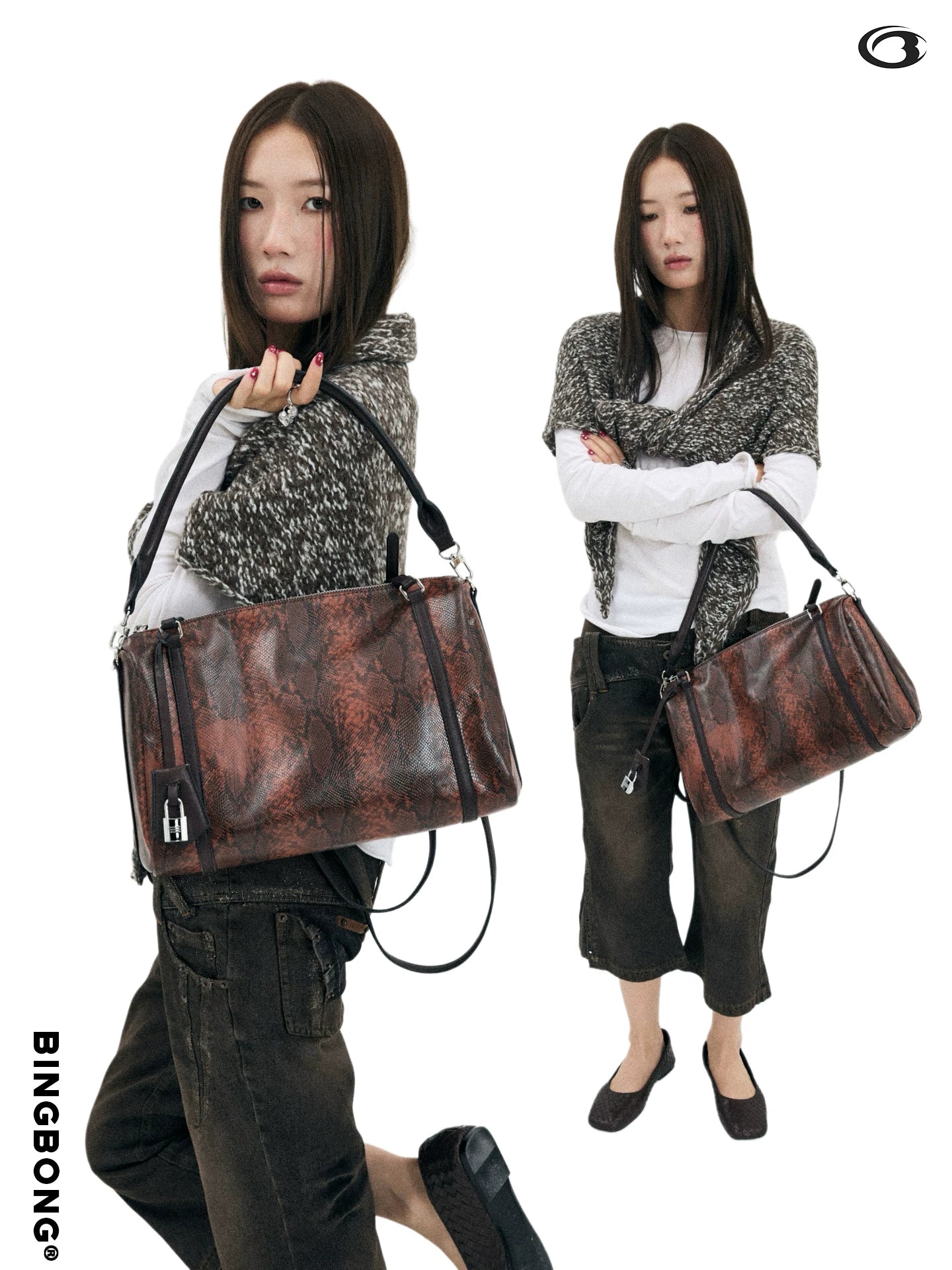 BINGBONG Snake Pattern Large Capacity Armpit Bag