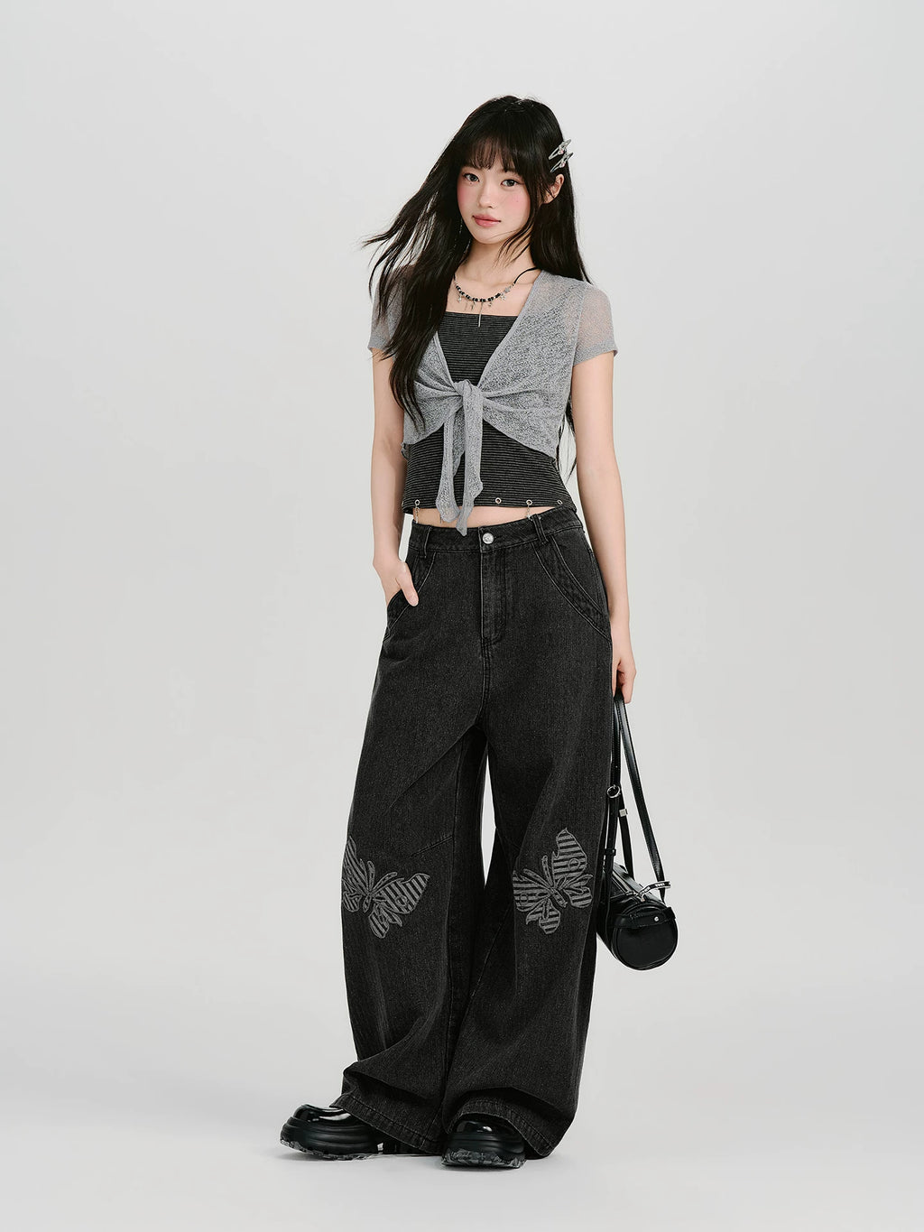 Girlyhalo Vintage Patch Embroidered Straight Jeans