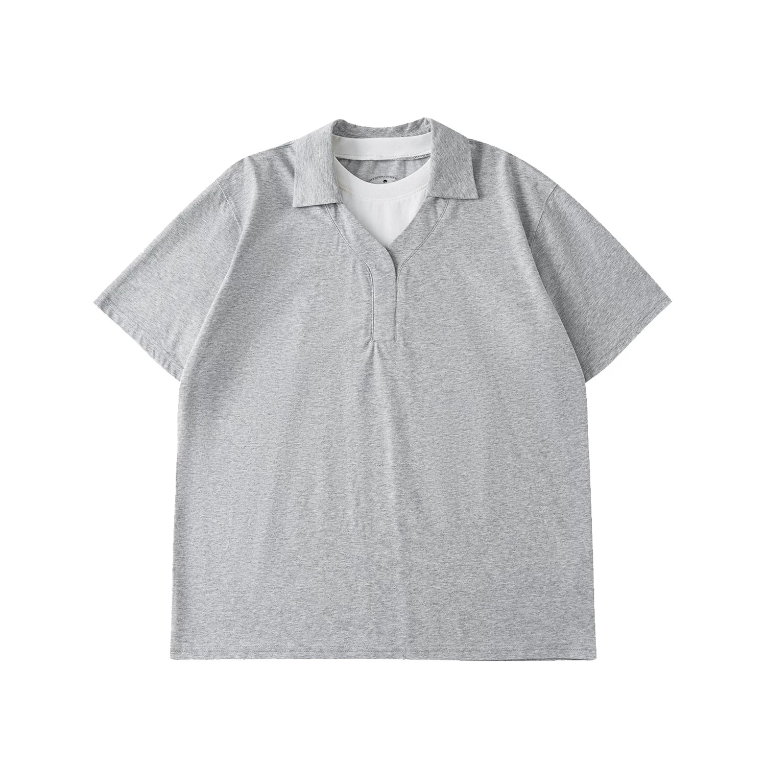 LR V-neck Contrasting False Two-piece Tee