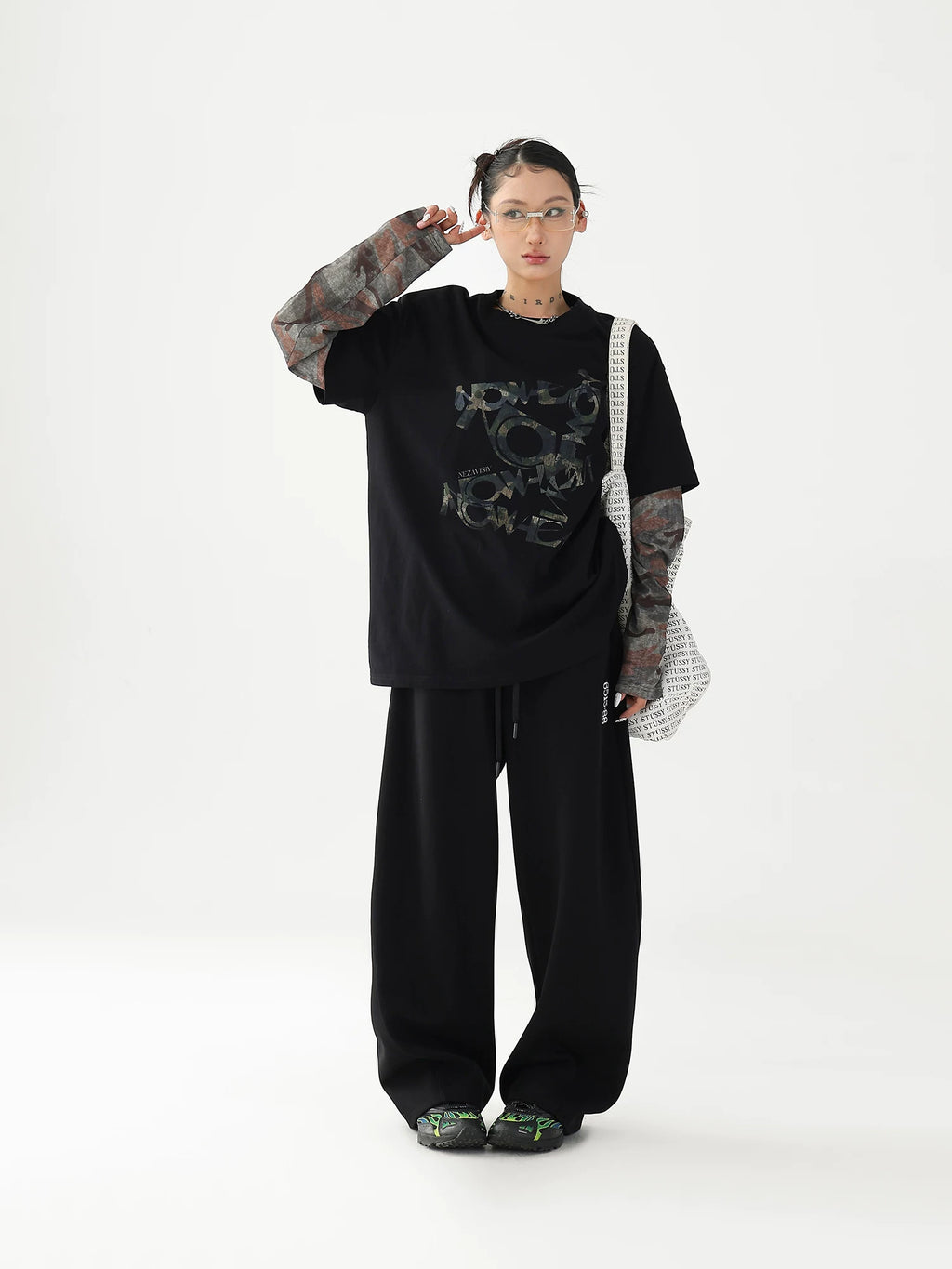 AceStudios Fake Two-piece Stitching Camouflage Long Sleeve