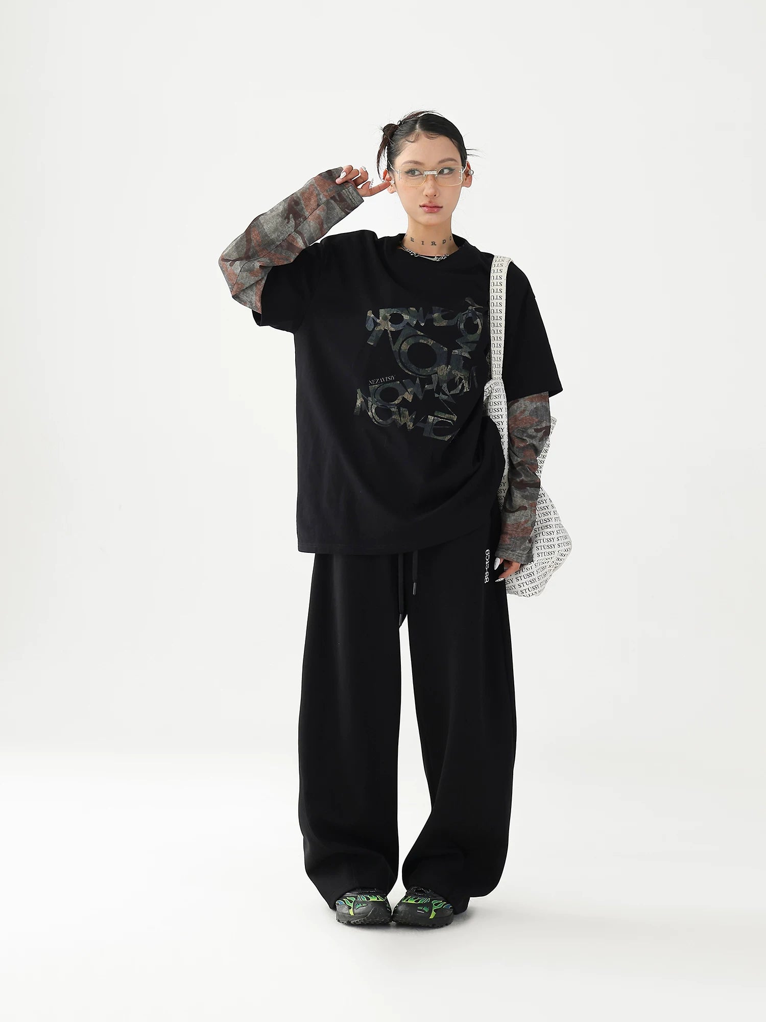 AceStudios Fake Two-piece Stitching Camouflage Long Sleeve