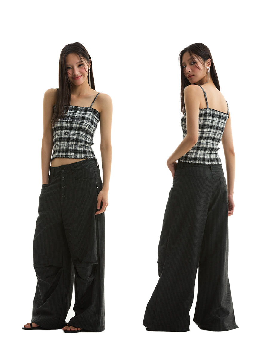 FUNKYFUN Pleated Fungus Lace Sling Vest