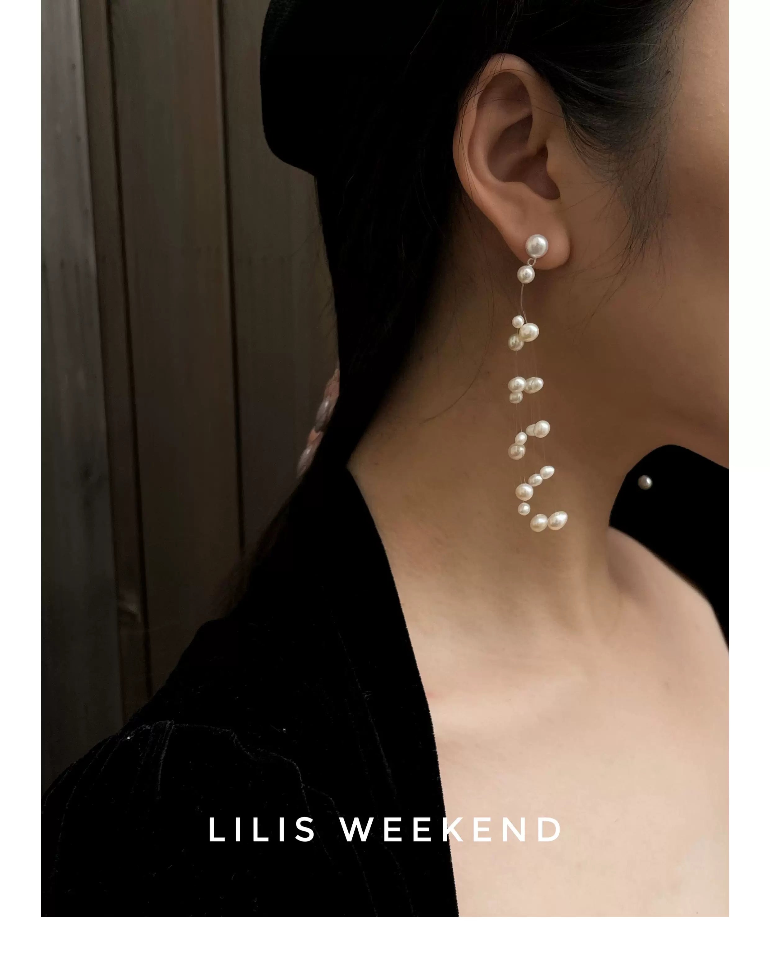 Lilis Weekend Triple Suspension Premium Pearl Earrings