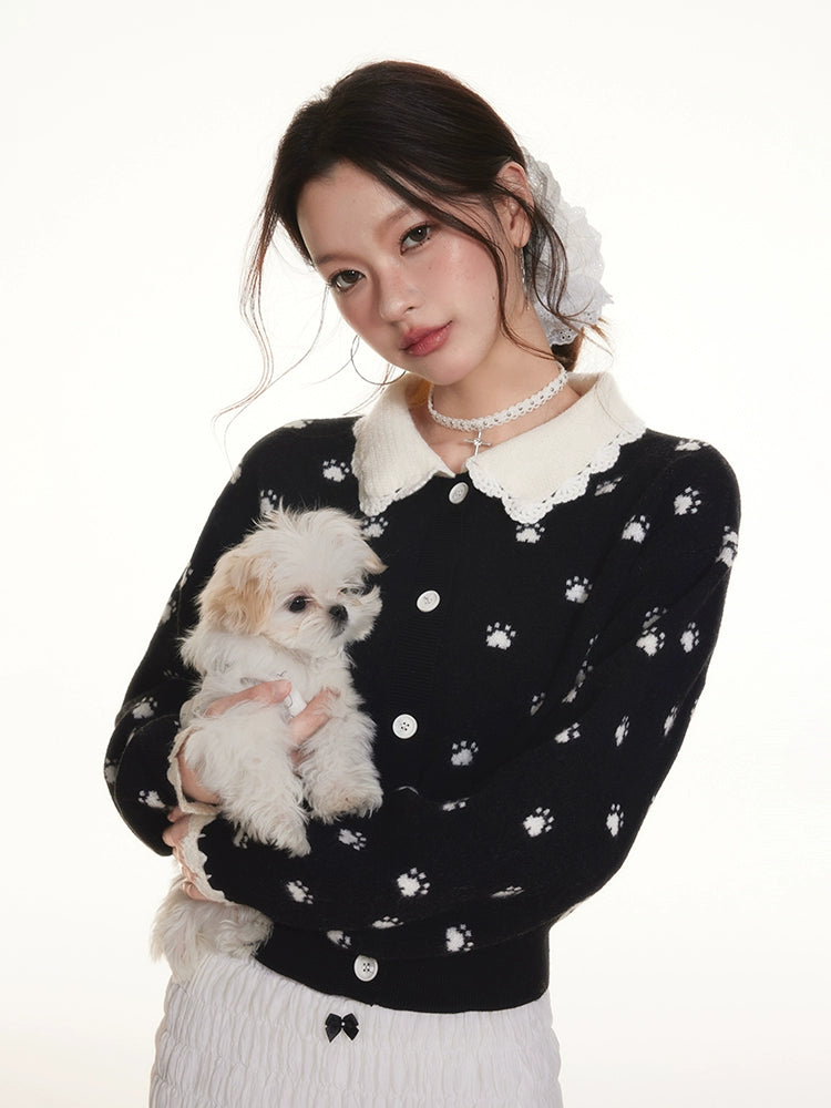 Imone Retro Claw Jacquard Loose and Thin Knitted Cardigan