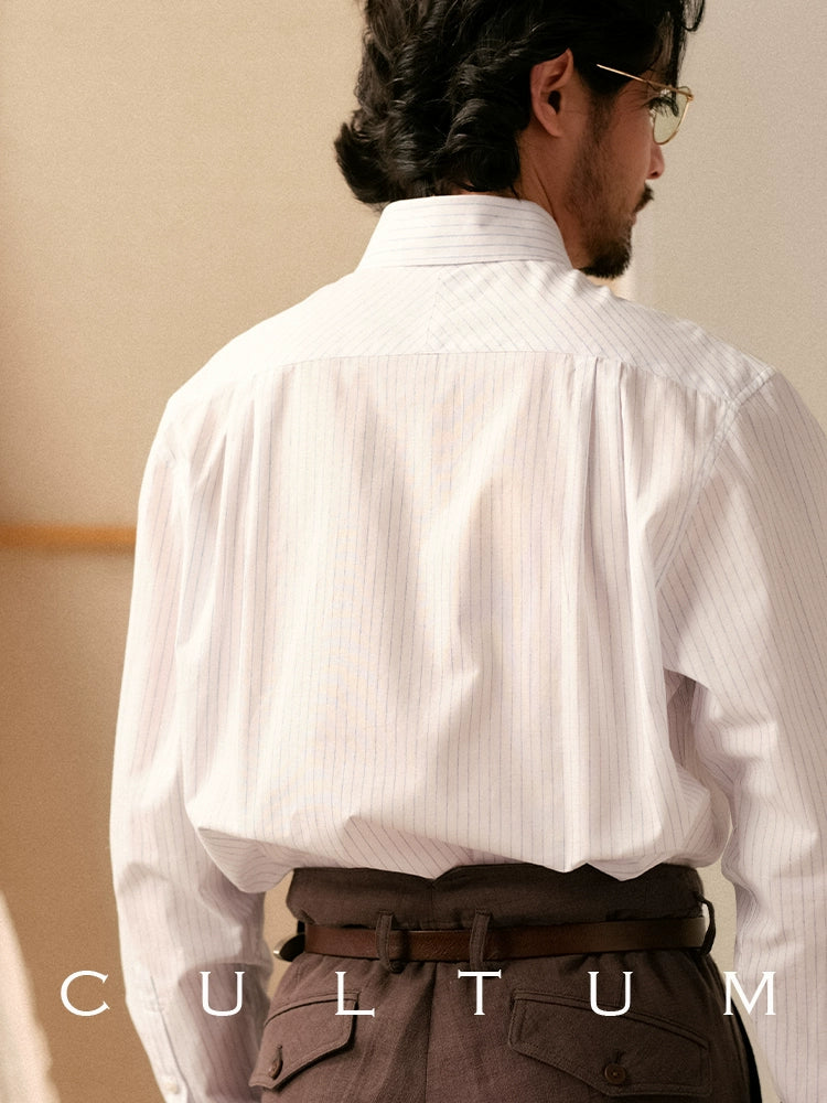 CULTUM ivy Style Hidden Button-neck College Shirt
