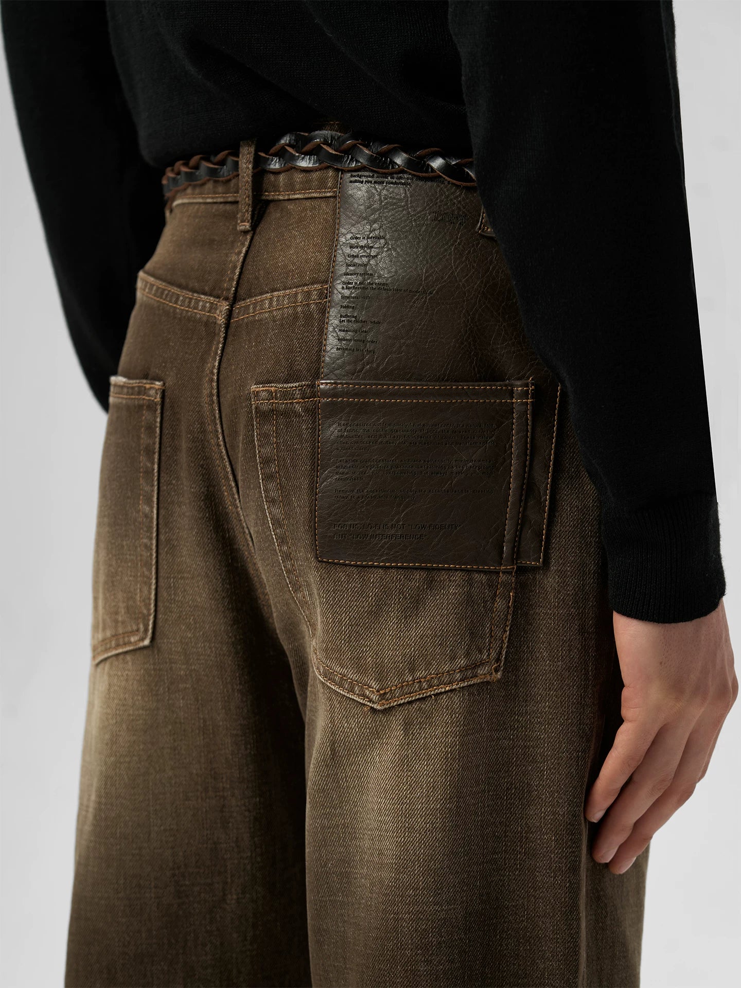 Slight Vogue Vintage Back Waist Pocket Leather Jeans