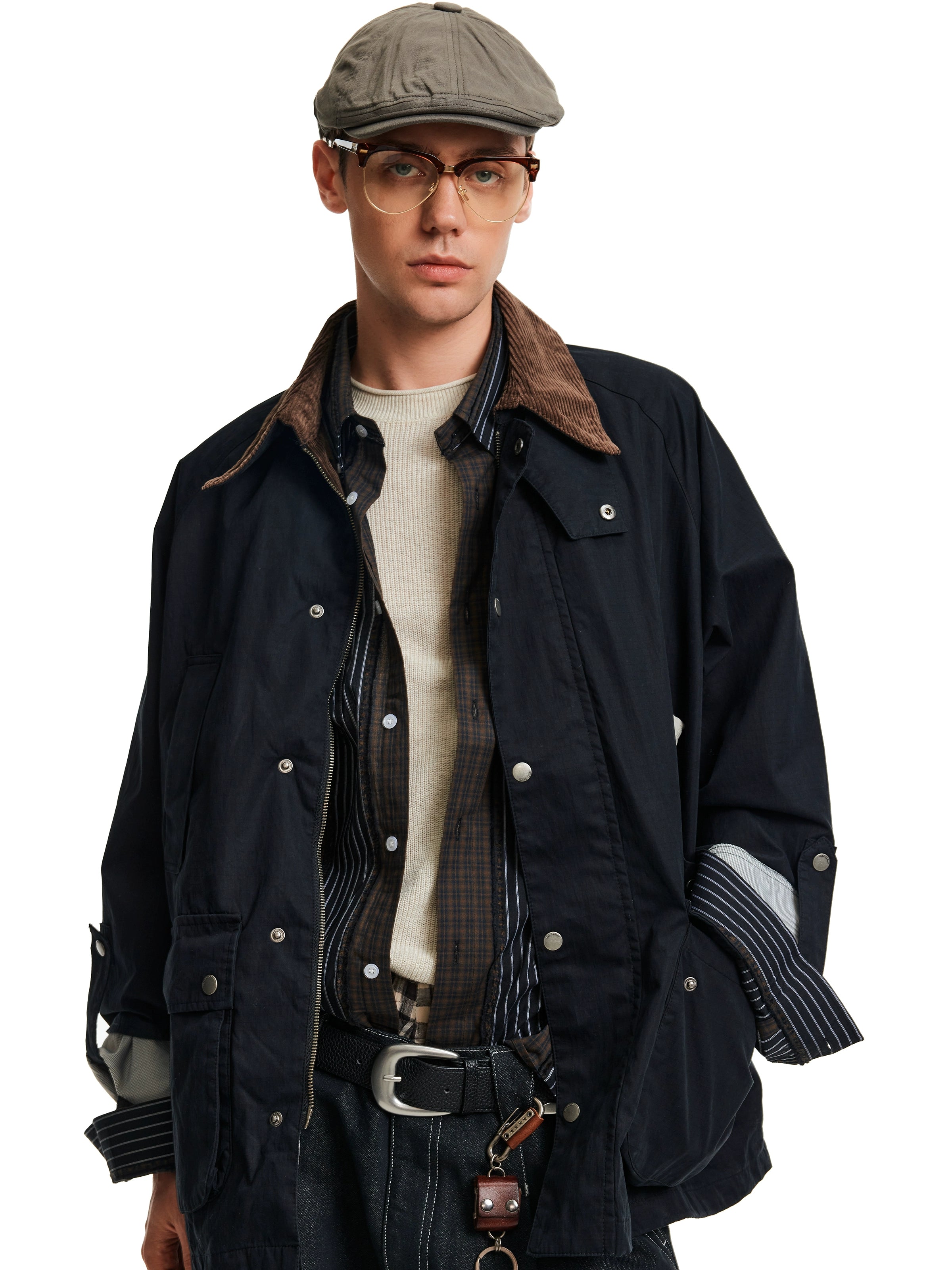 MADWITCH Vintage Stitched Corduroy Collar Jacket