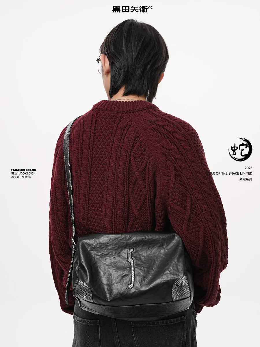 YADAMUI Snake Pleated Messenger Bag