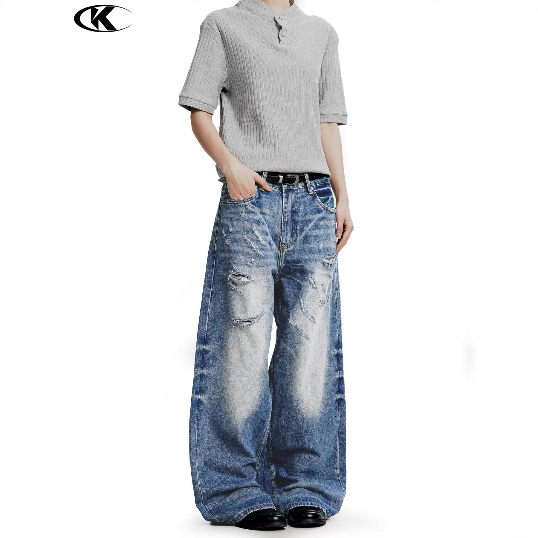 11KN Retro Old Loose Straight Jeans