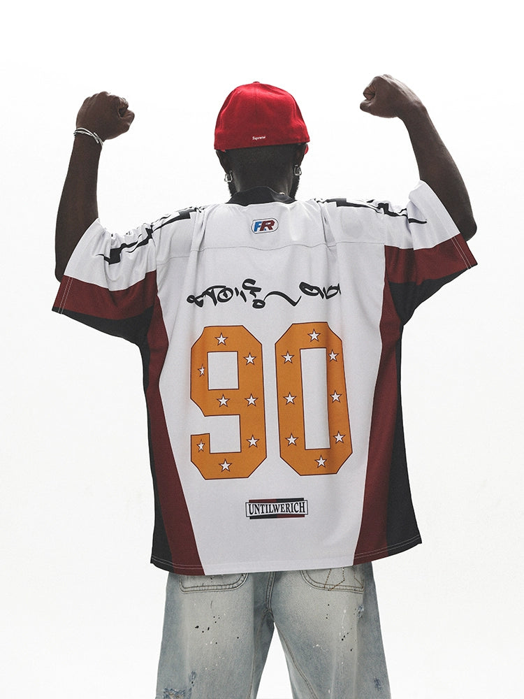 UNTILWERICH Vintage Color Matching Mesh Quick-drying Basketball Football Jersey