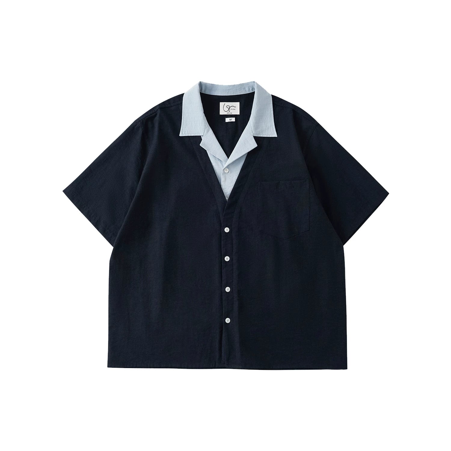LR Contrast Double Neck Anti-Wrinkle Short Sleeve Shirt