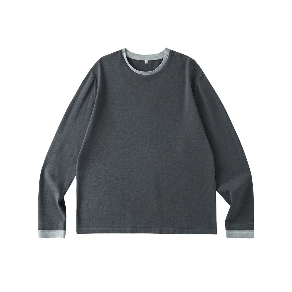 LR Contrasting Splicing Knitted Sweater