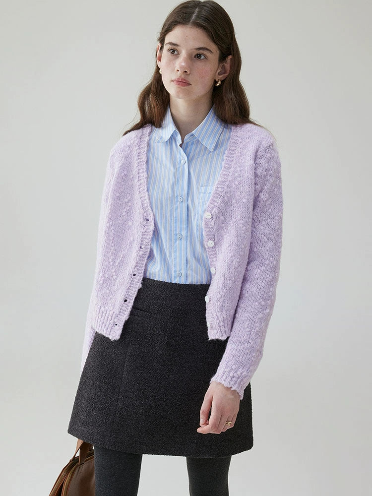 VOOEV Neck Wool-knitted Cardigan