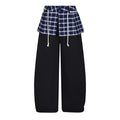 Kenvibe Vintage Checkered Fake Two-Piece Casual Pants