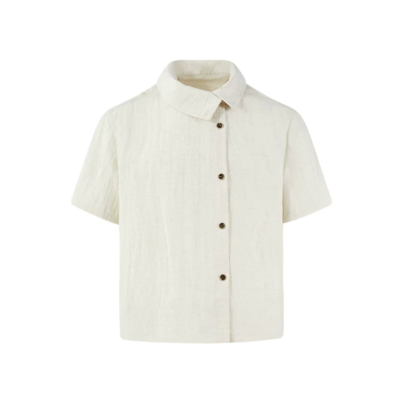 KREATE Stand-up Collar Handmade Contrasting Button-up Shirt