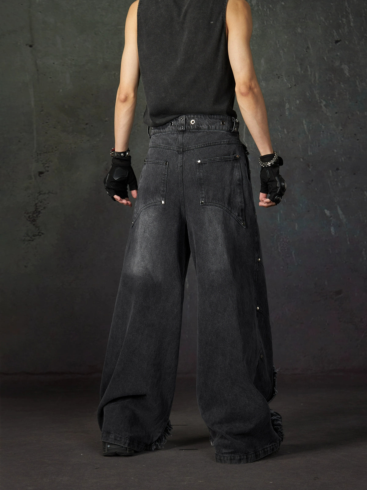 NUndefined Rough Rivet Wide Leg Loose Jeans