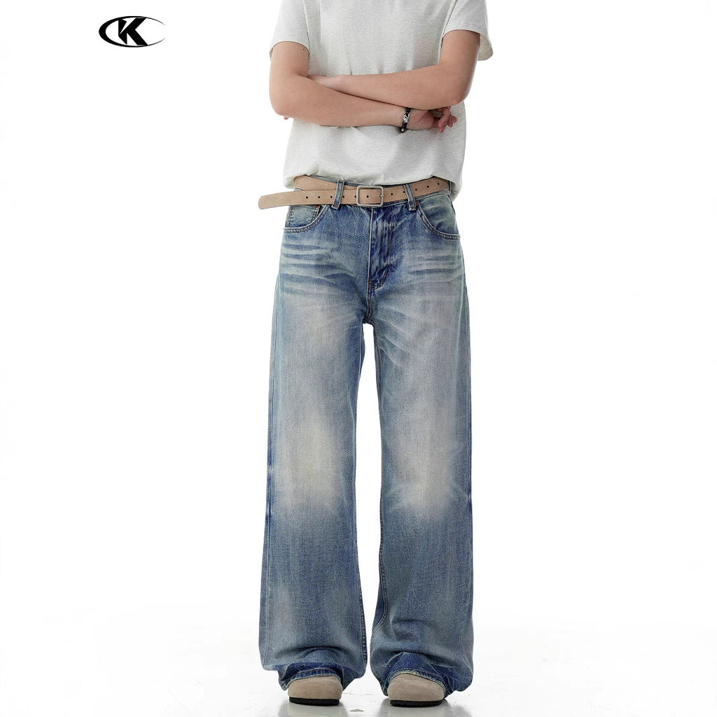 11KN Retro Old Gradual Change Loose Wide Leg Pants