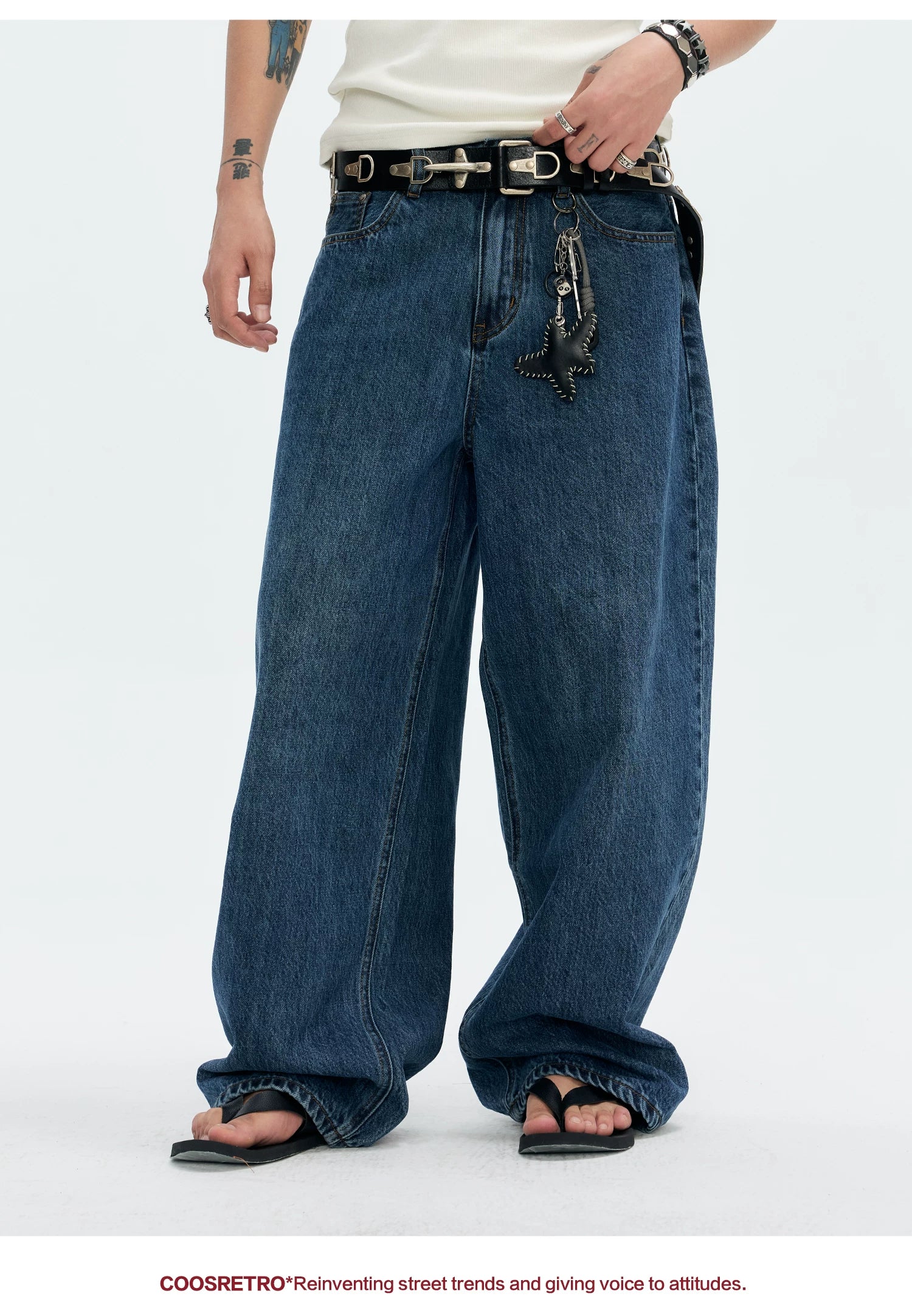 CoosRetro Retro Multi-Pocket Straight Jeans