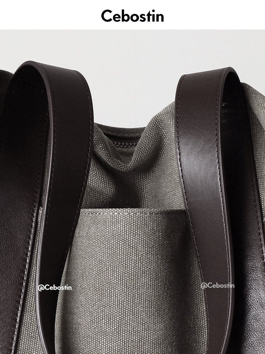 Cebostin Large Capacity Fashion Canvas Contrast Oblique Span Bag