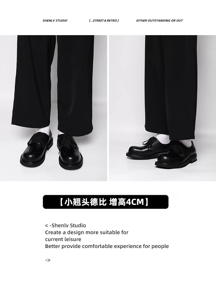 (Clearance) SHENLV turned head thick-soled leather Derby shoes