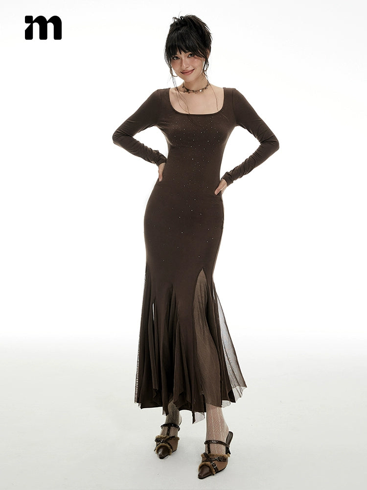 Imone Retro Mesh Stitching Fishtail Skirt