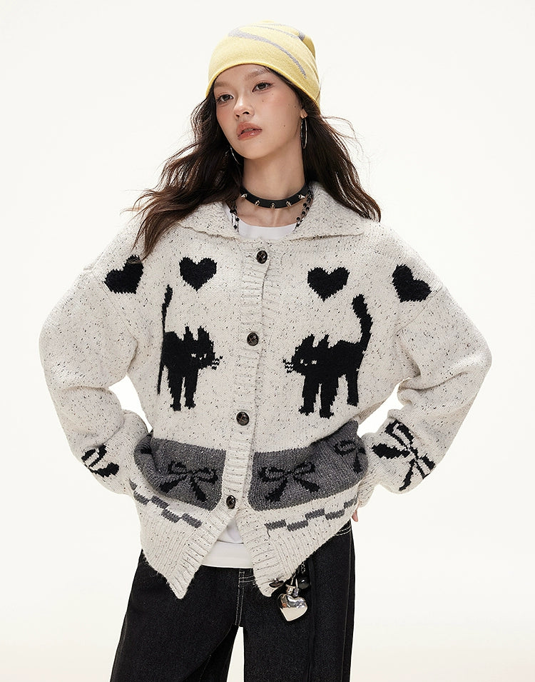 Imone Contrasting Jacquard Soft Waxy Knitted Cardigan