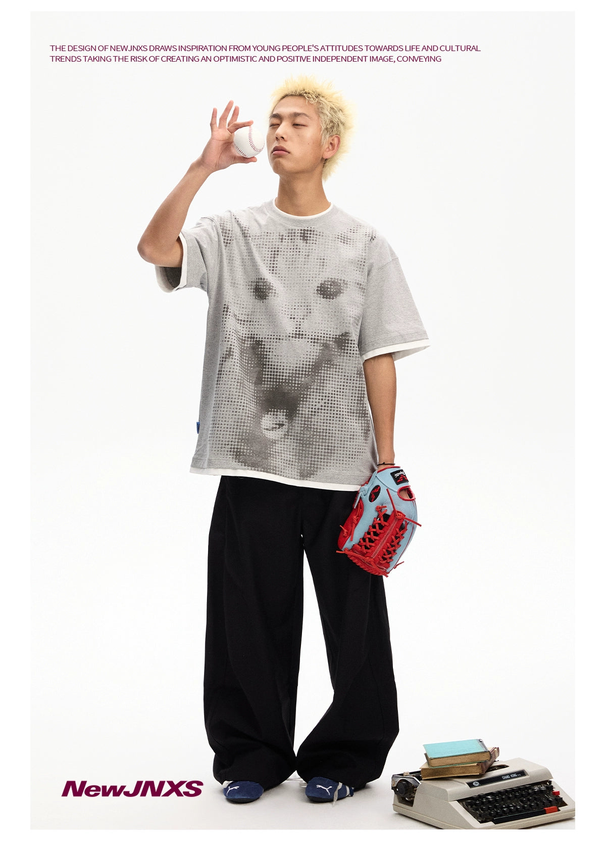 NewJNXS Fake Two-piece Printed Tee