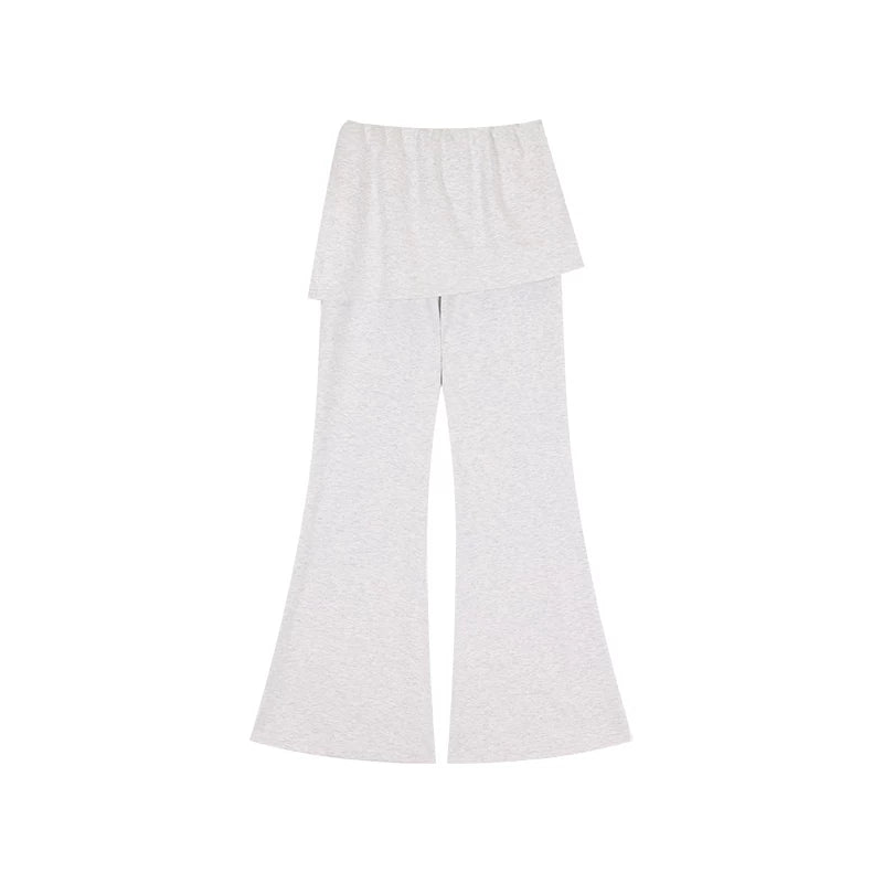 Ablueberry Fart Curtain Fake Two-piece Micro-pull Casual Pants