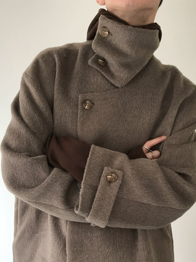 COLN Short Stand-up Collar Woolen Coat