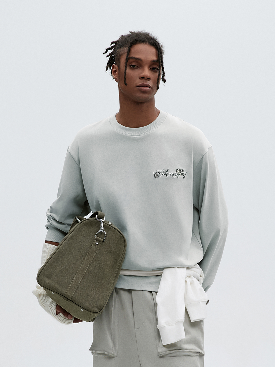 ATRY Flower Body LOGO Flower Embroidery Loose Long Sleeve