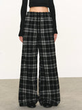 Anna Aneae Lazy Loose Wide Leg Straight Checkered Pants