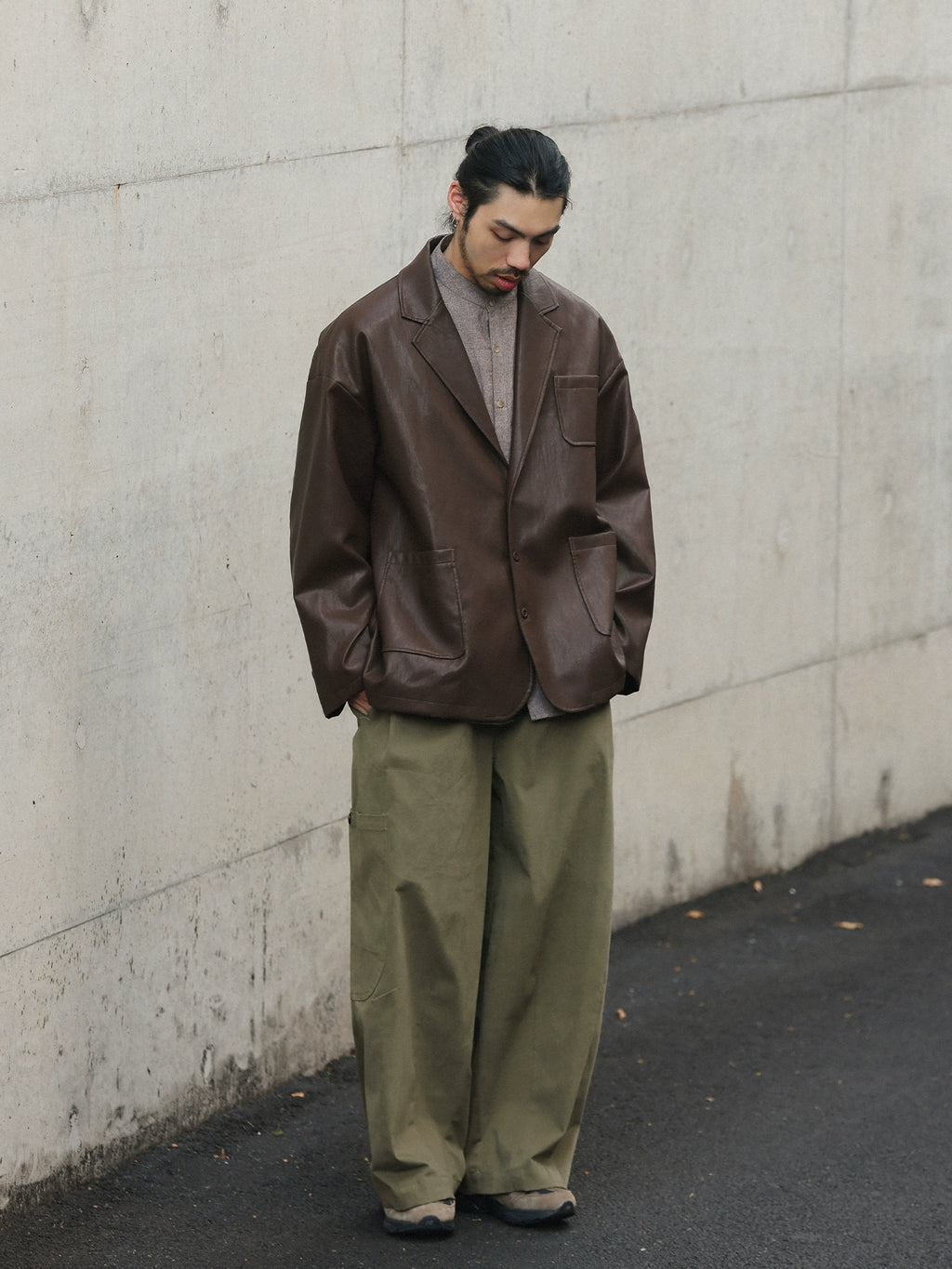 NOEARS Retro Loose Leather Jacket Ruffian Handsome Casual Jacket