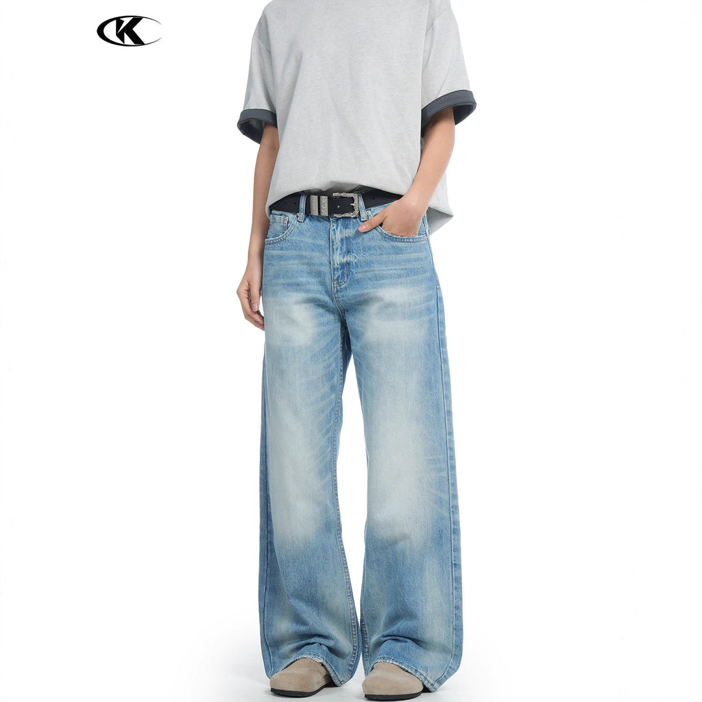 11KN Loose Wide Leg Casual Straight Jeans