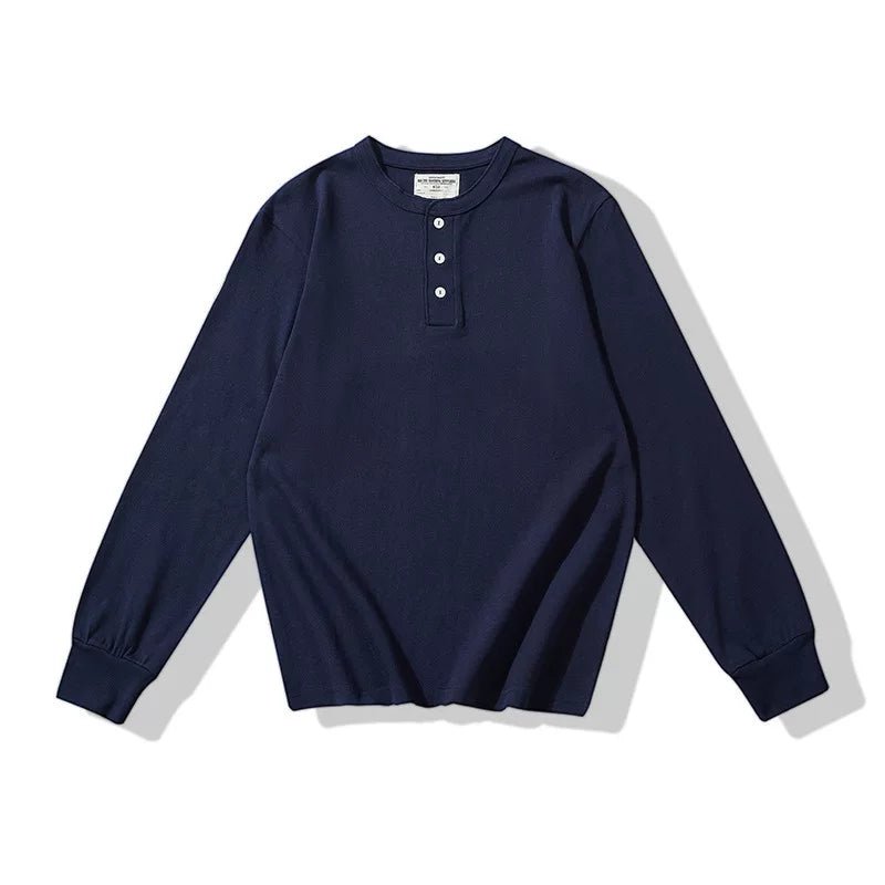 BlankMap Vintage Henry Collar Loose Shoulder Long Sleeves